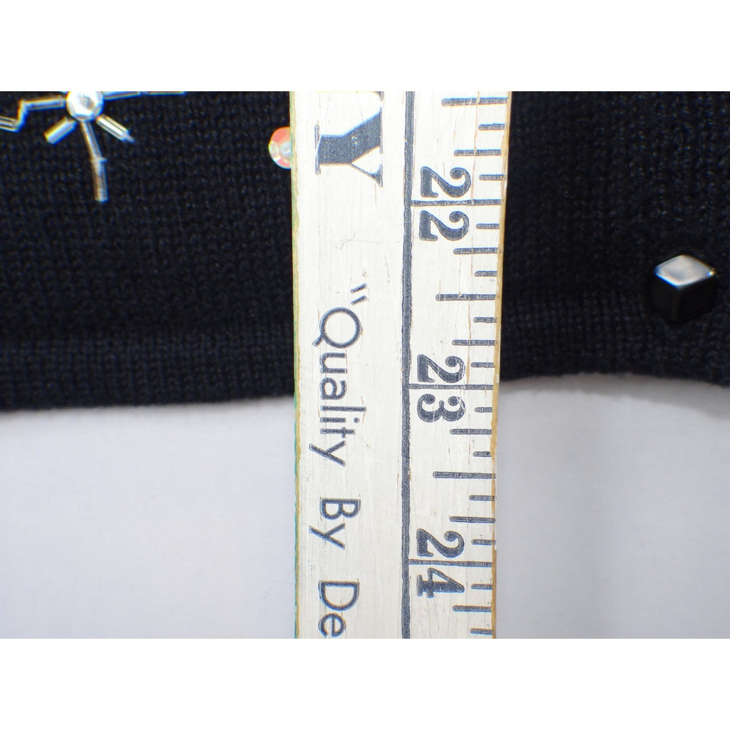 Vintage Heirloom Collectibles Sweater Cardigan Snowflake Beaded Sequin Black M
