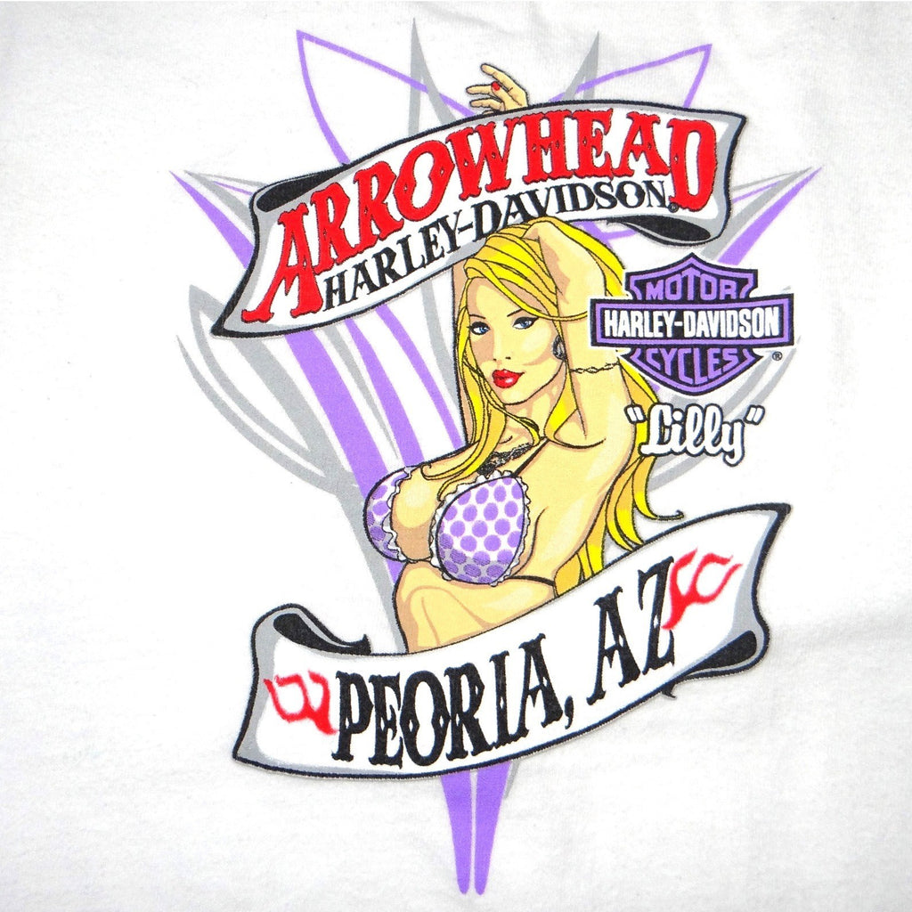 Harley-Davidson Mens White Pin-Up Lady HDMC Eagle Graphic T-Shirt 2015 Size 3XL
