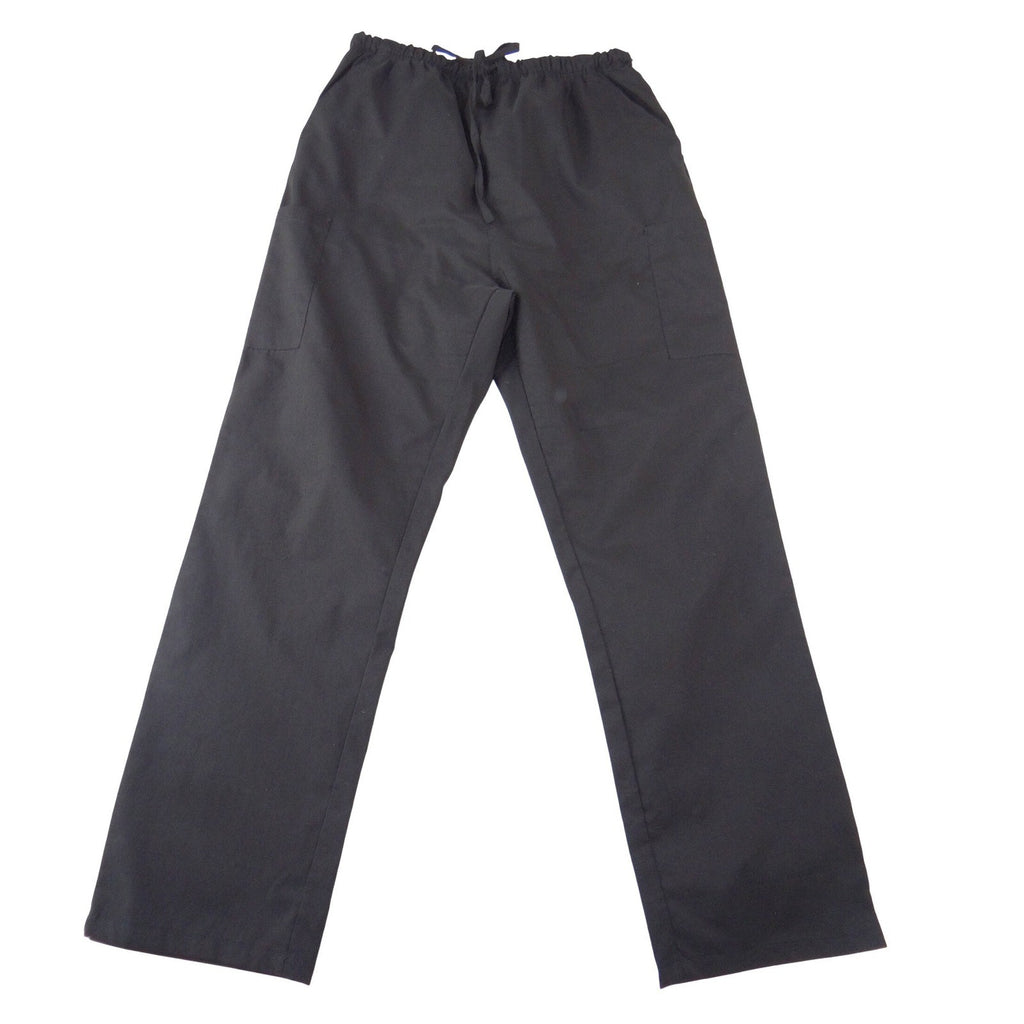 Chic Flex Women Black Scrub Pants Flex-Tek Stretch Drawstring Medical Size L