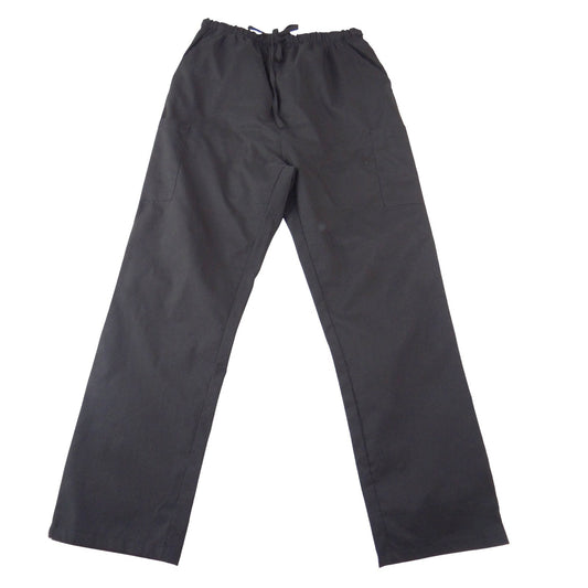 Chic Flex Women Black Scrub Pants Flex-Tek Stretch Drawstring Medical Size L