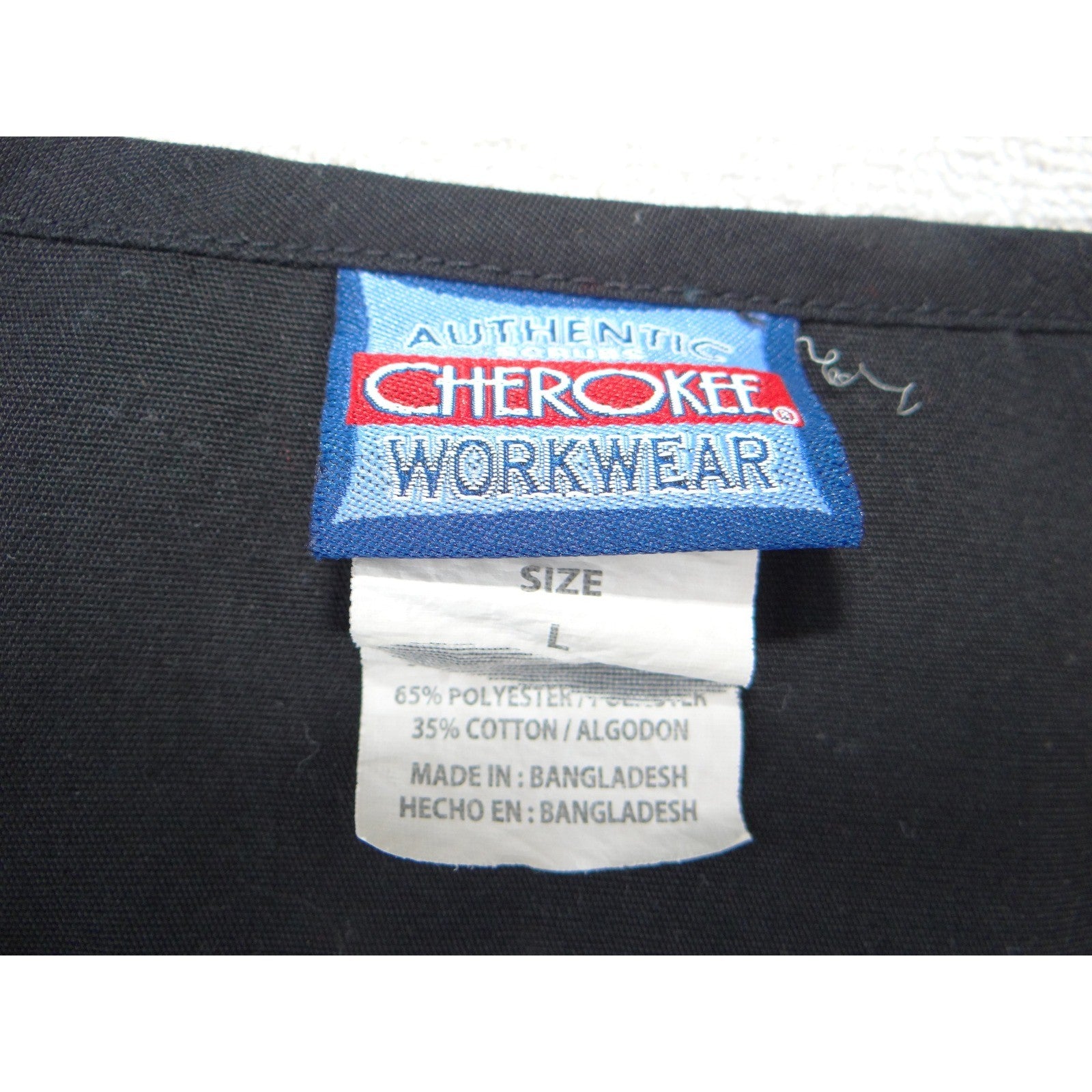 Cherokee Workwear Black Scrub Top Womens Large Notched V-Neck Cinched Back 2223