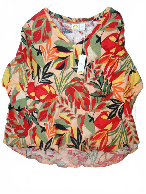 C&C California Women's Floral Print V-Neck Blouse, Size 3X NWT