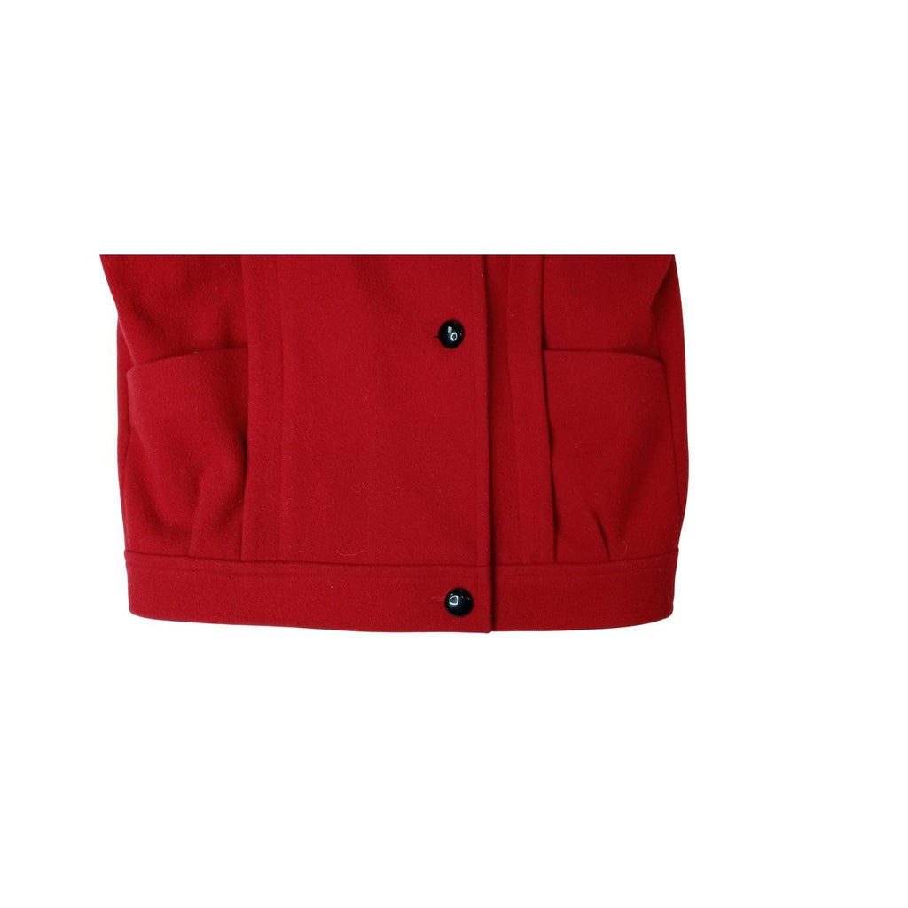 International Scene Red Wool Blend Jacket Button Front Pockets Made in Austria