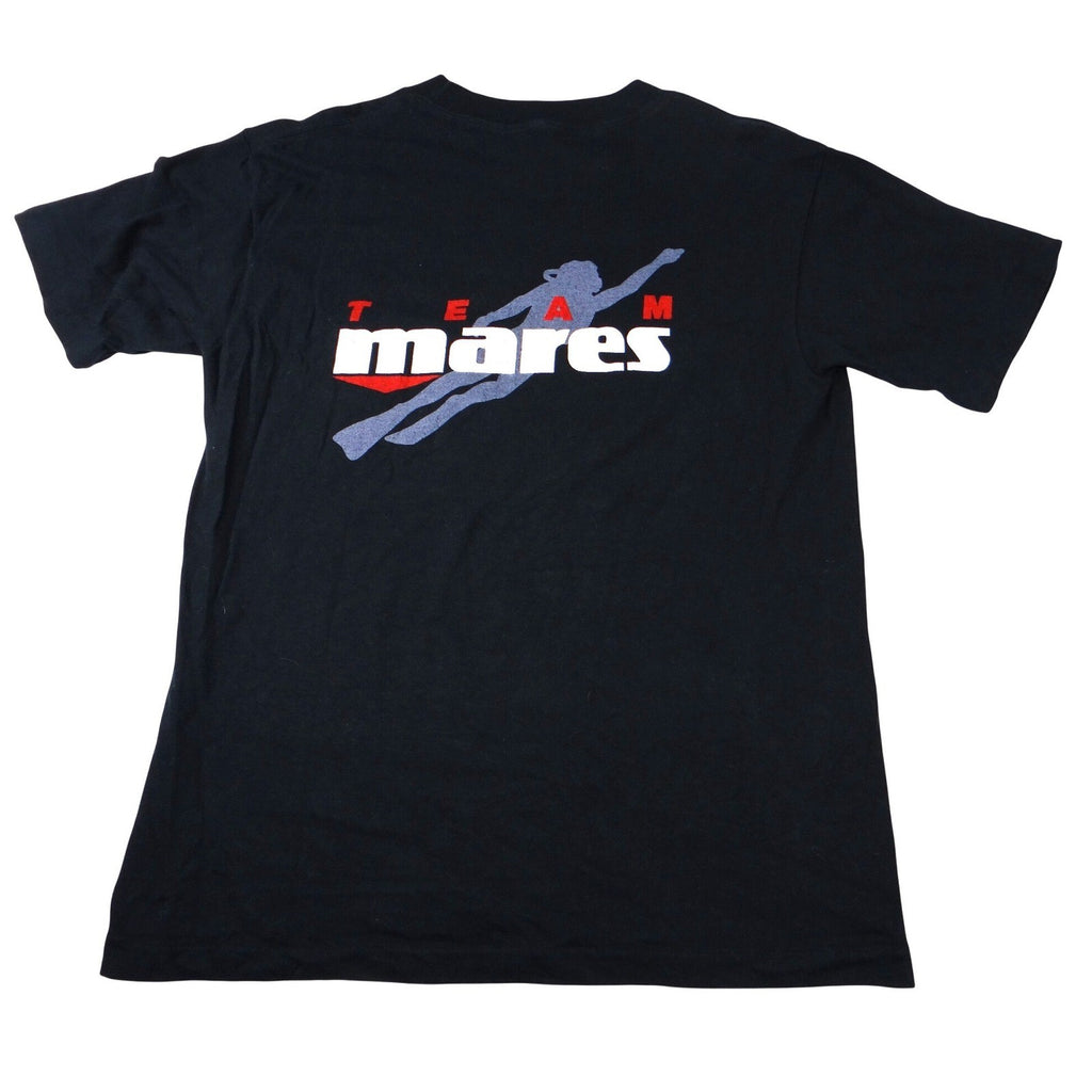 Vintage Mares Team Scuba Diver Graphic TShirt Mens L Black Short Sleeve Pocket