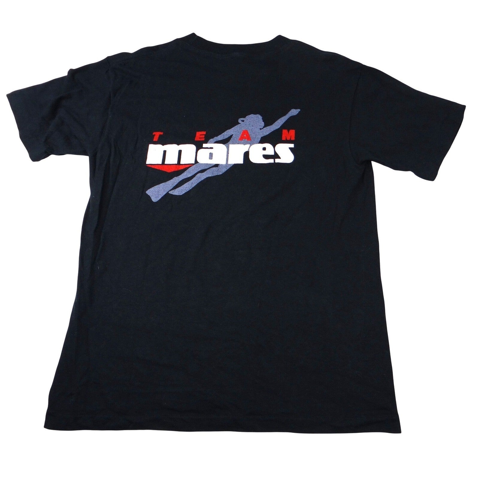 Vintage Mares Team Scuba Diver Graphic TShirt Mens L Black Short Sleeve Pocket