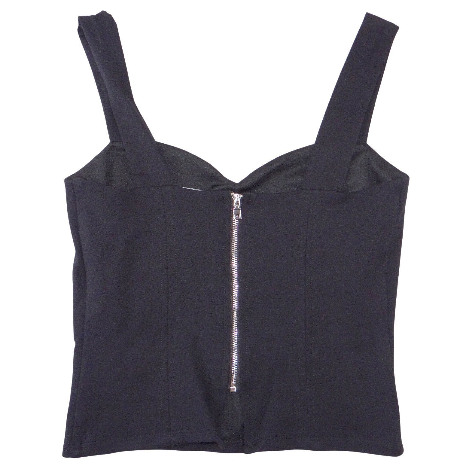 Bar III Womens Black Sweetheart Neck Cropped Tank Top Back Zip Bodice XS