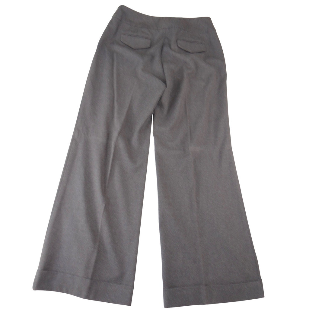 Bandolino Womens Wide Leg Cuffed Dress Pants Dark Gray Wool Blend Stretch Sz 10