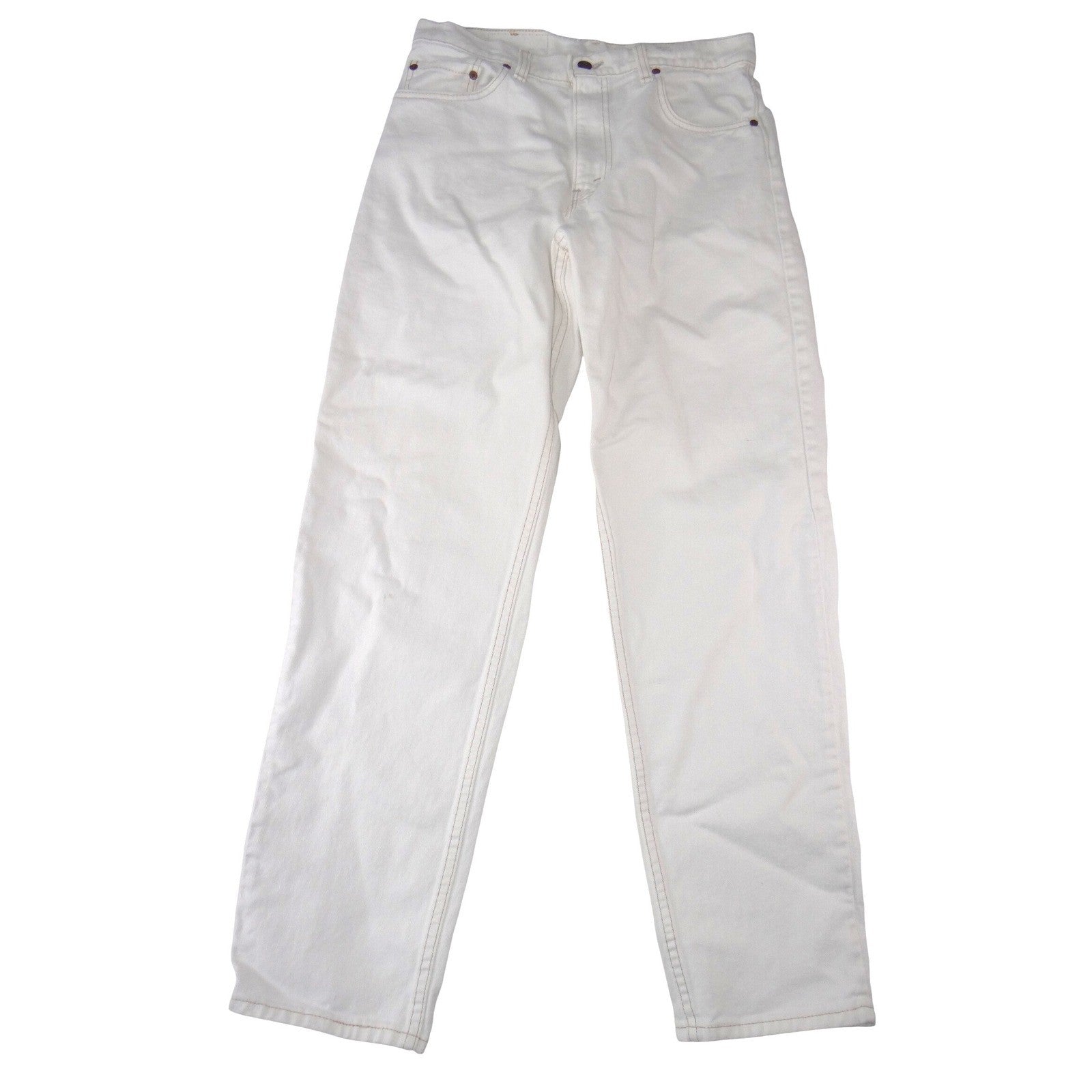 Levis White Denim Straight Leg Jeans Mens 31x31 Solid Cotton Pants