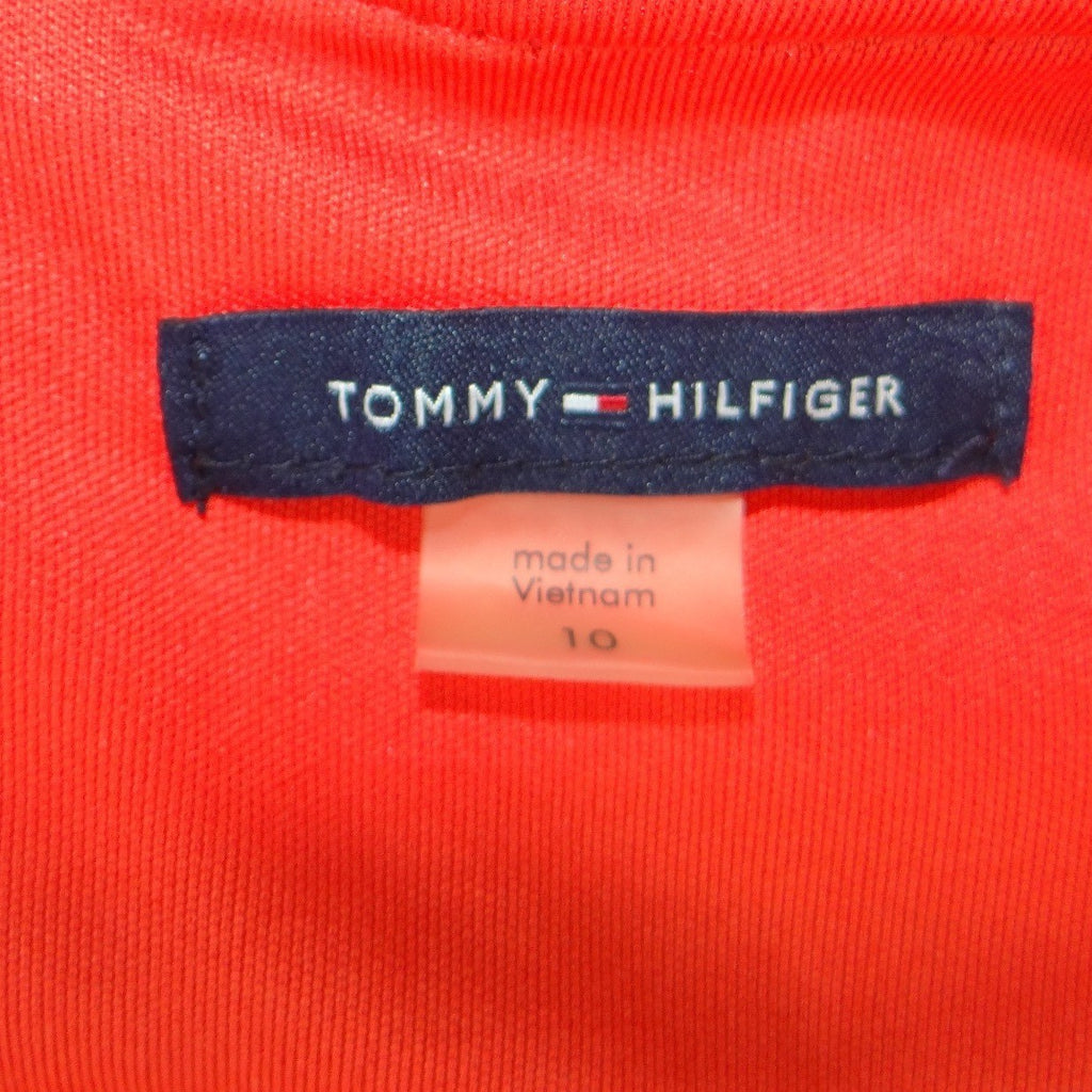 Tommy Hilfiger Red Sleeveless Belted Sheath Dress Career V-Neck Size 10