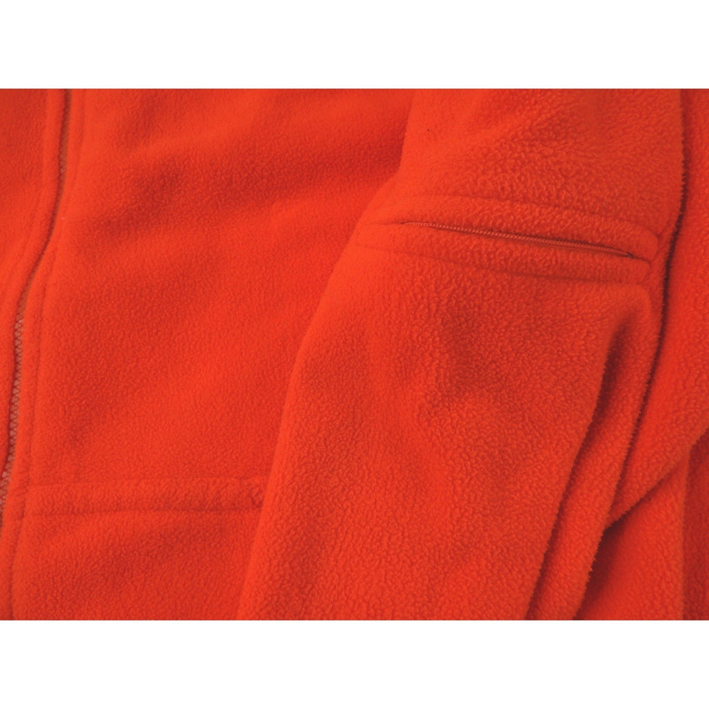Blaze Orange Fleece Zip Up Hoodie Jacket Long Sleeve Pockets