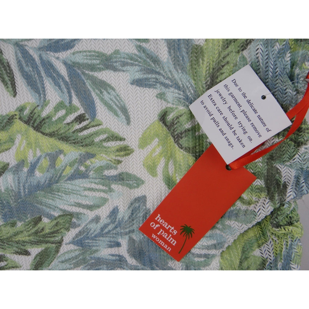 Hearts of Palm Woman 3X Tropical Leaf Print Tunic Top Drawstring Side Accent