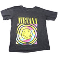 Nirvana Smiley Face Tie Dye Graphic T Shirt Charcoal Gray Women's Small