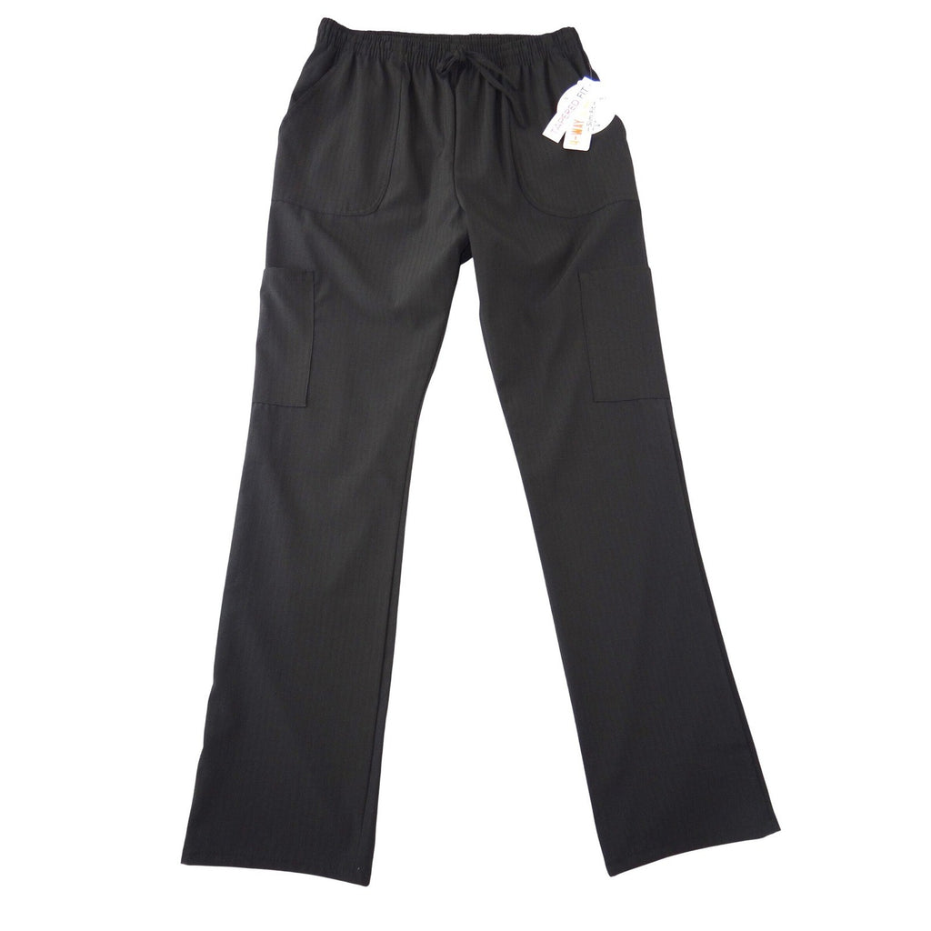 NWT-Unique Scrubs Black Cargo Scrub Pants Tapered Fit 4-Way Stretch Size L Women