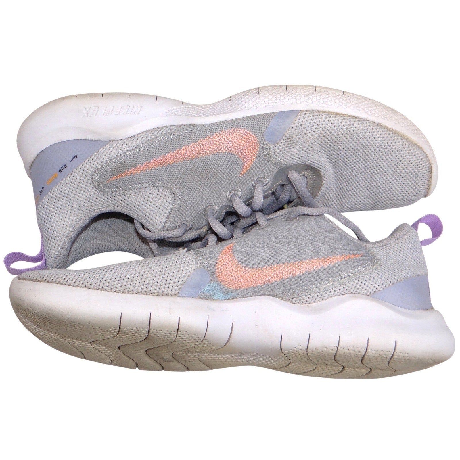 Nike Flex Running Shoes Women's Gray Peach Swoosh Lightweight Size 6.5