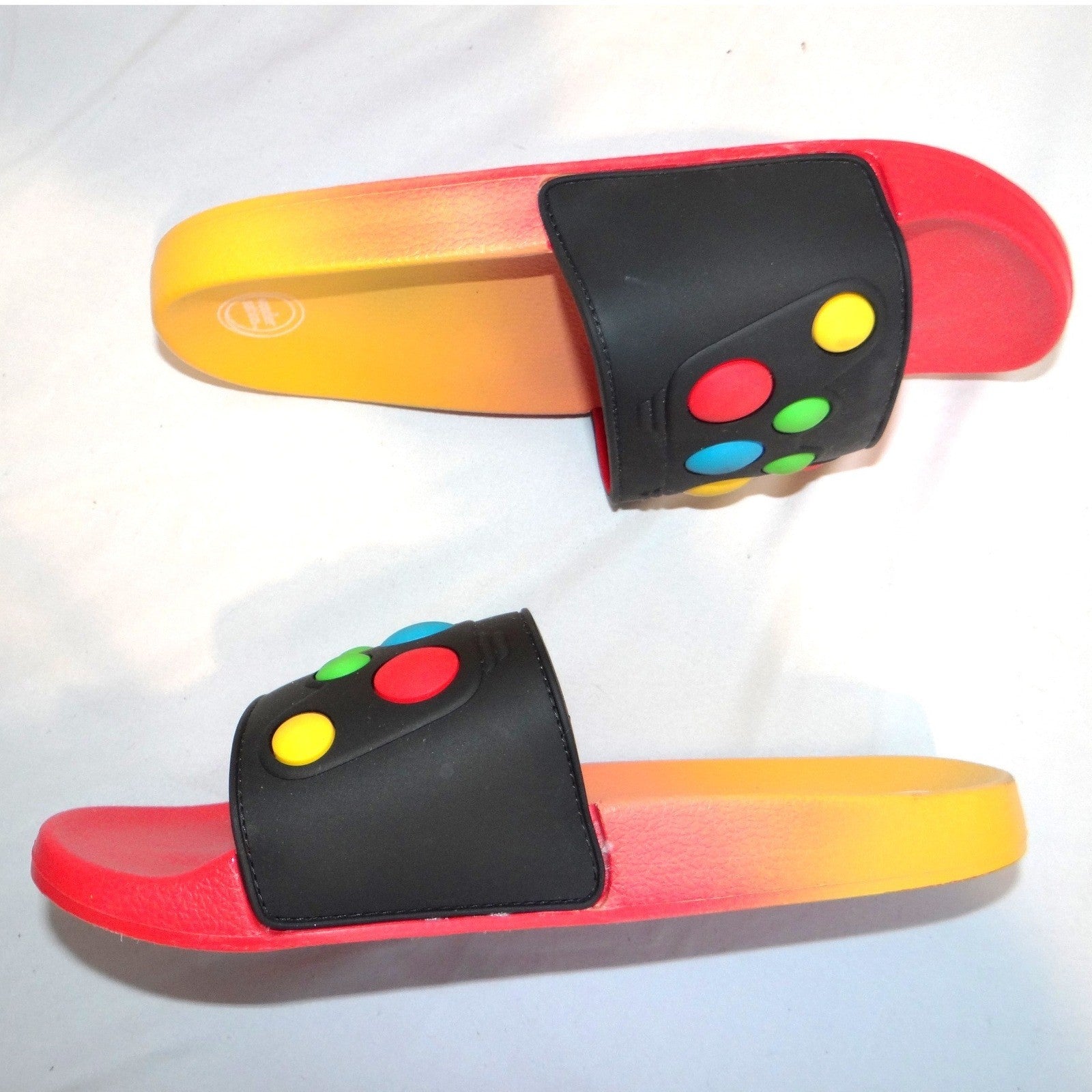Wonder Nation Womens Red Yellow Ombre Slide Sandals Multicolor 3D Dots Size 6