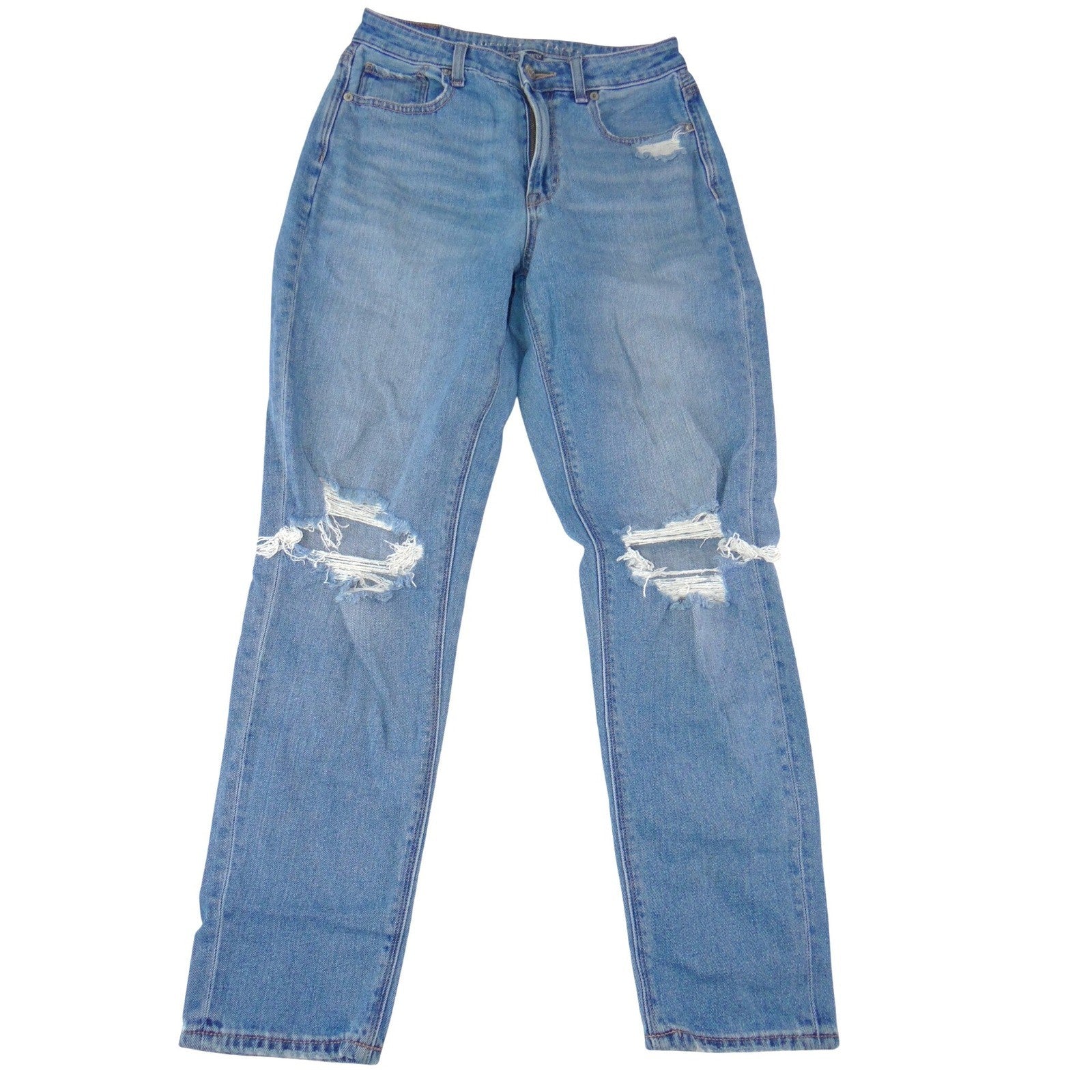 American Eagle Mom Jean Light Wash Distressed Ripped High Rise Denim