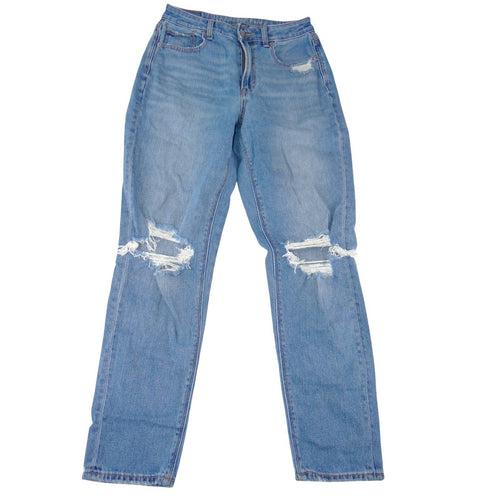 American Eagle Mom Jean Light Wash Distressed Ripped High Rise Denim