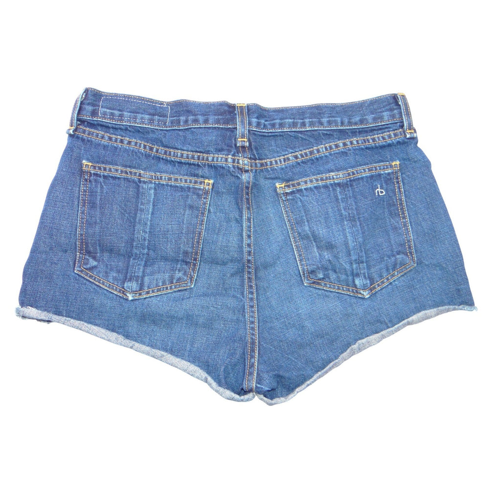 Rag & Bone JEAN Dark Wash Raw Hem Cut-Off Denim Shorts Size 28 Blue