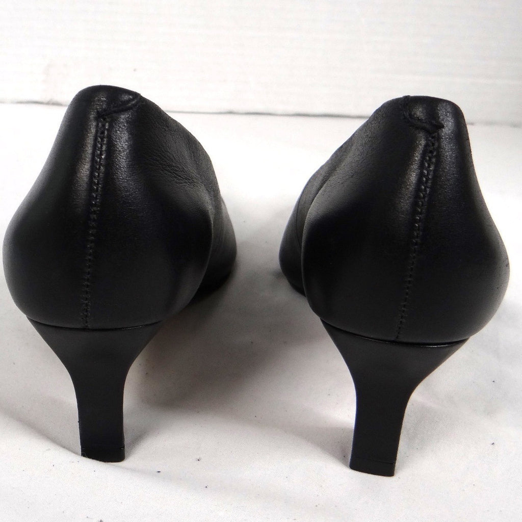 27 Edit Naturalizer Womens Black Leather Square Toe Kitten Heel Pumps Size 9.5