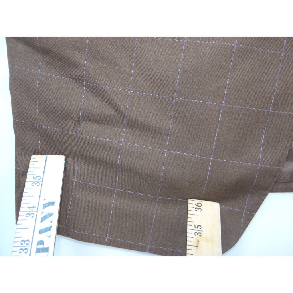 Canali Mens Brown Windowpane Wool Blazer Sport Coat Made in Italy 42R 43R