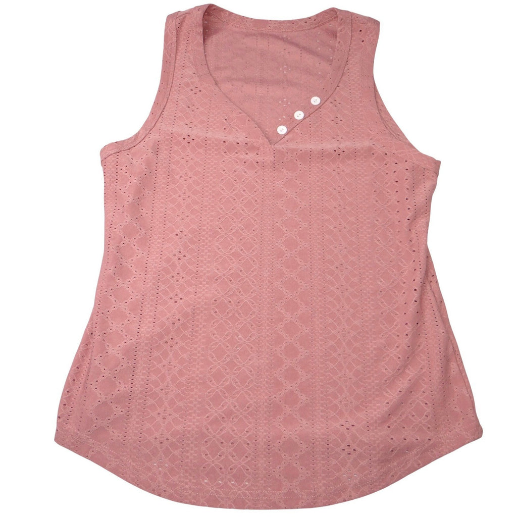 SHEIN Pink Eyelet V Neck Tank Top Women Size S