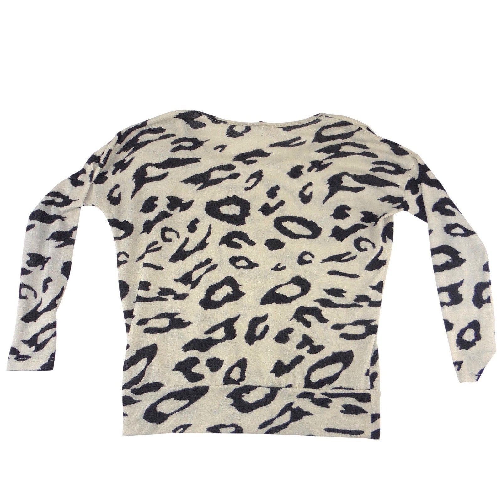 Say What? Womens Tan Black Leopard Animal Print Scoop Neck Knit Sweater