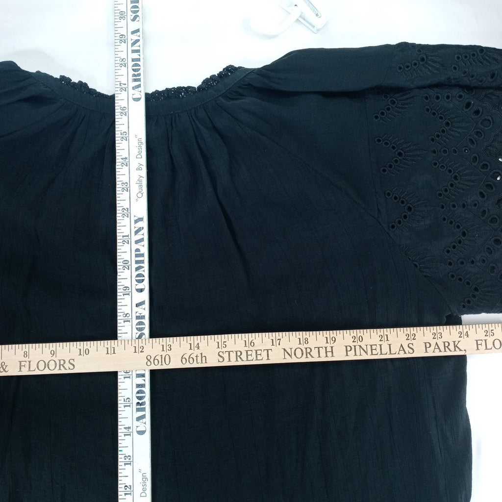 Chelsea Theodore Woman Plus Size 1X TG Black Lace Neck Flutter Sleeve Top