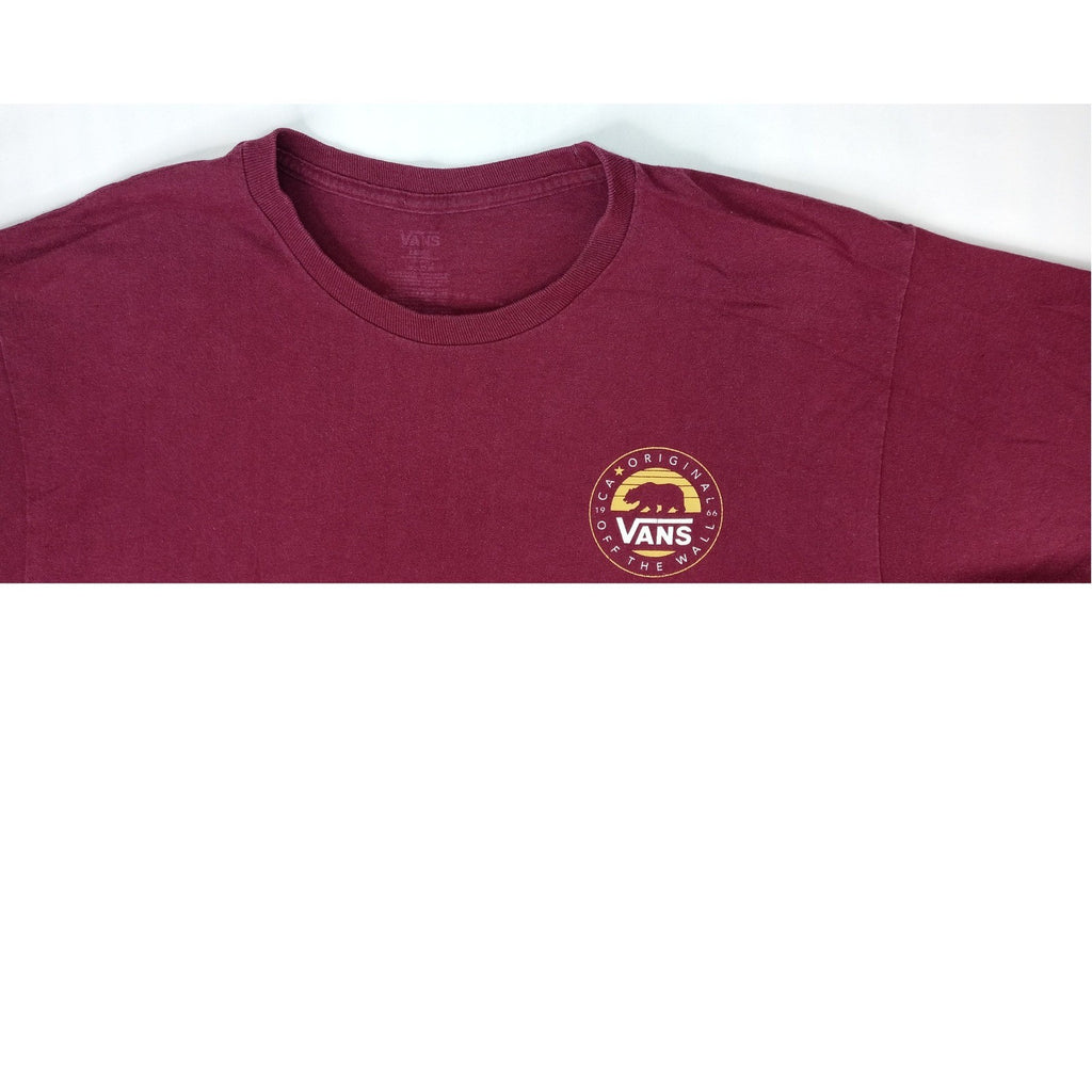 Vans California Originals Graphic T Shirt Burgundy Bear Logo Men's Large