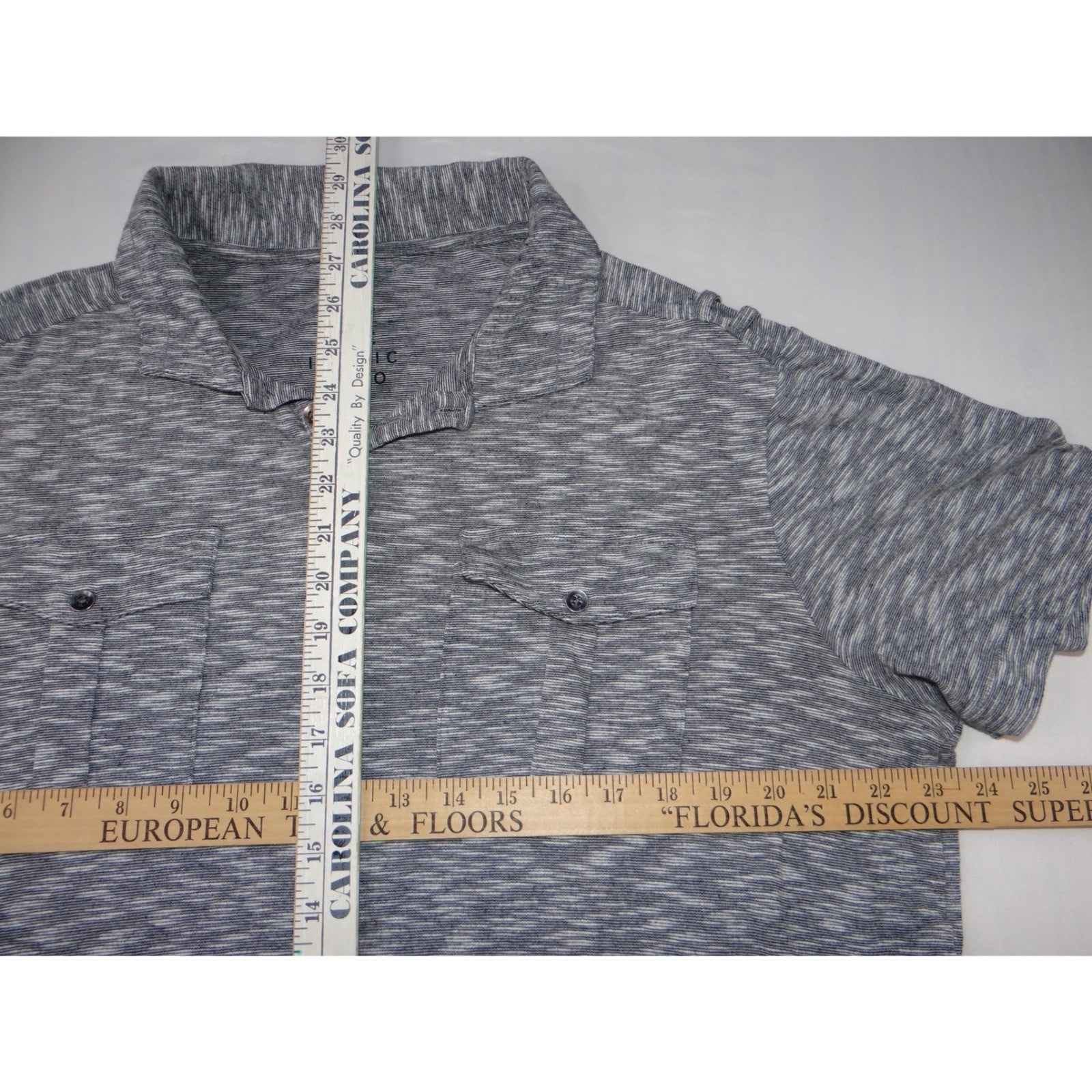 Rock & Republic Mens XL Heather Gray The Iconic Polo Shirt Short Sleeve