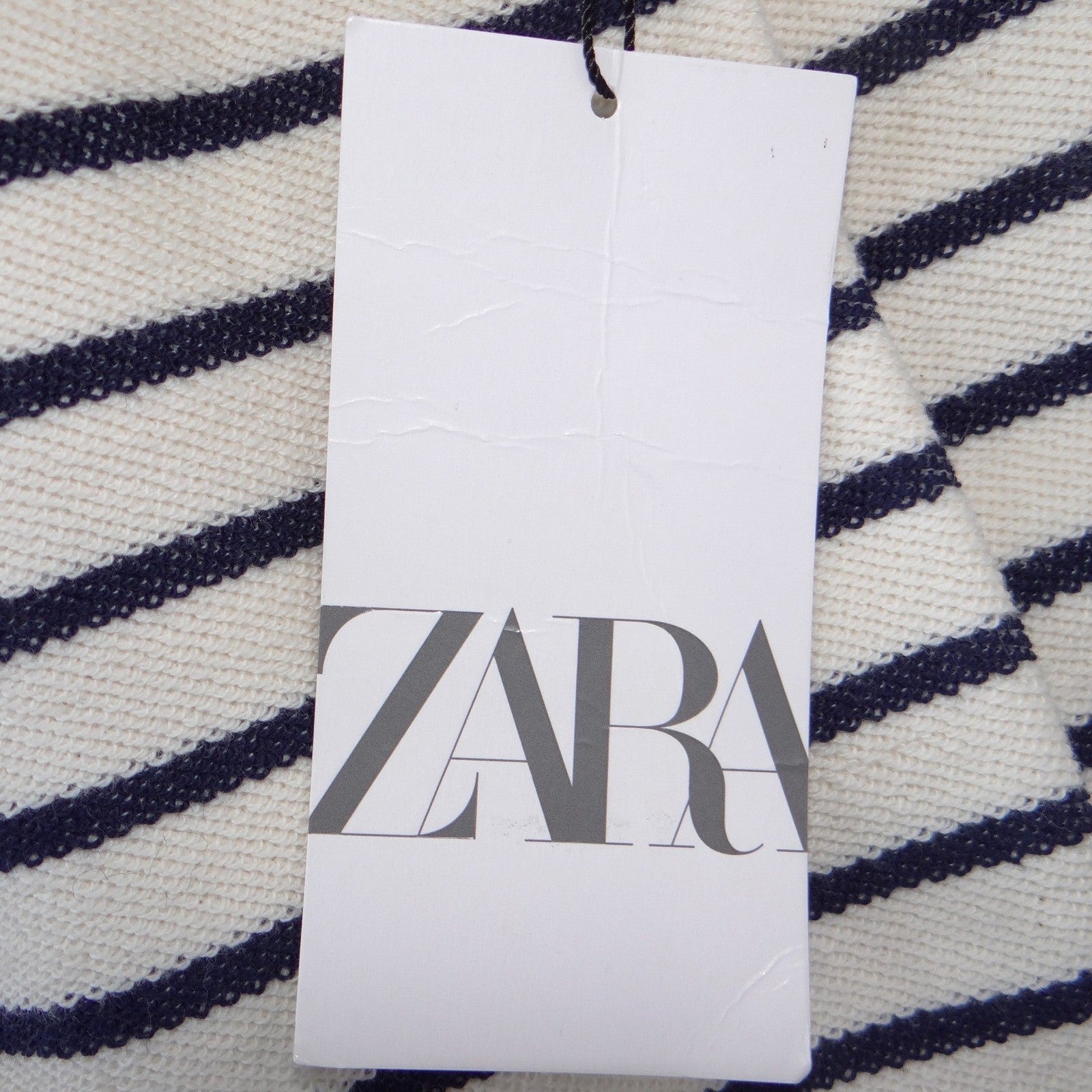 NWT-Zara Womens Navy White Striped Double Breasted Blazer Gold Buttons