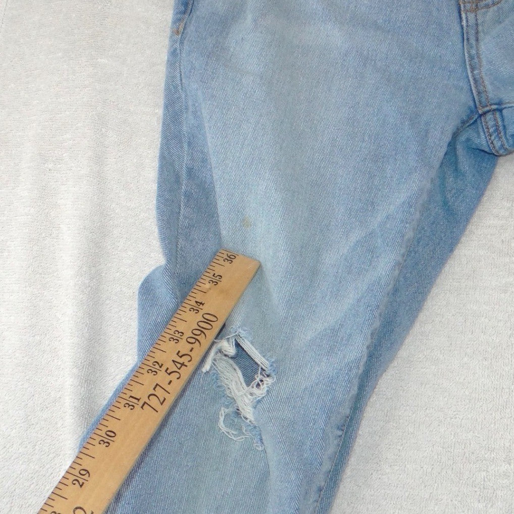 Seven7 Womens Light Wash Distressed Bootcut Jeans Ripped Knee Size 4