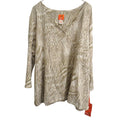 Hearts of Palm Women 3X Tunic Top Long Sleeve Beige Zebra Print V Neck
