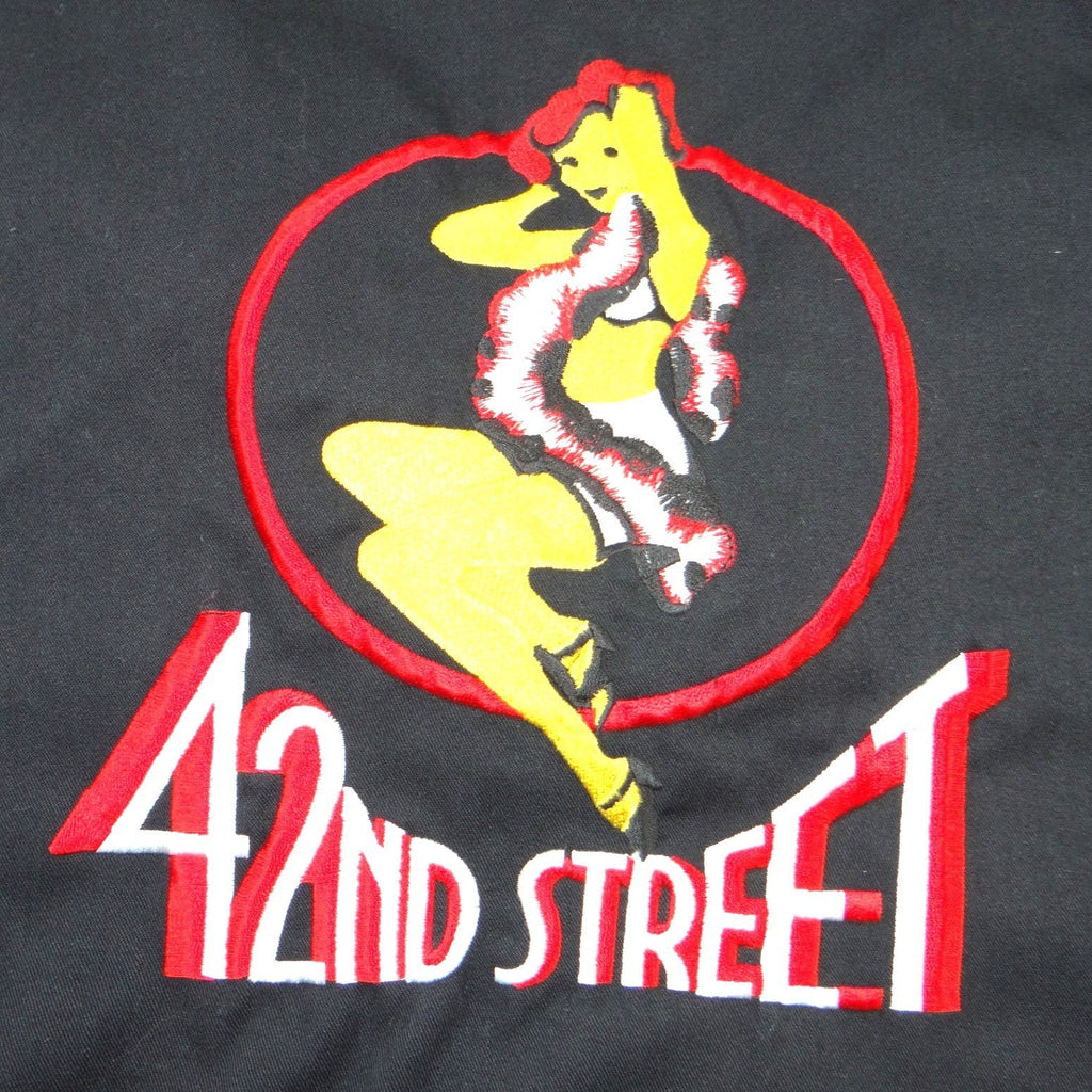 Vintage Black 42nd Street Pin-up Girl Embroidered Work Shirt Mens Dennis XL
