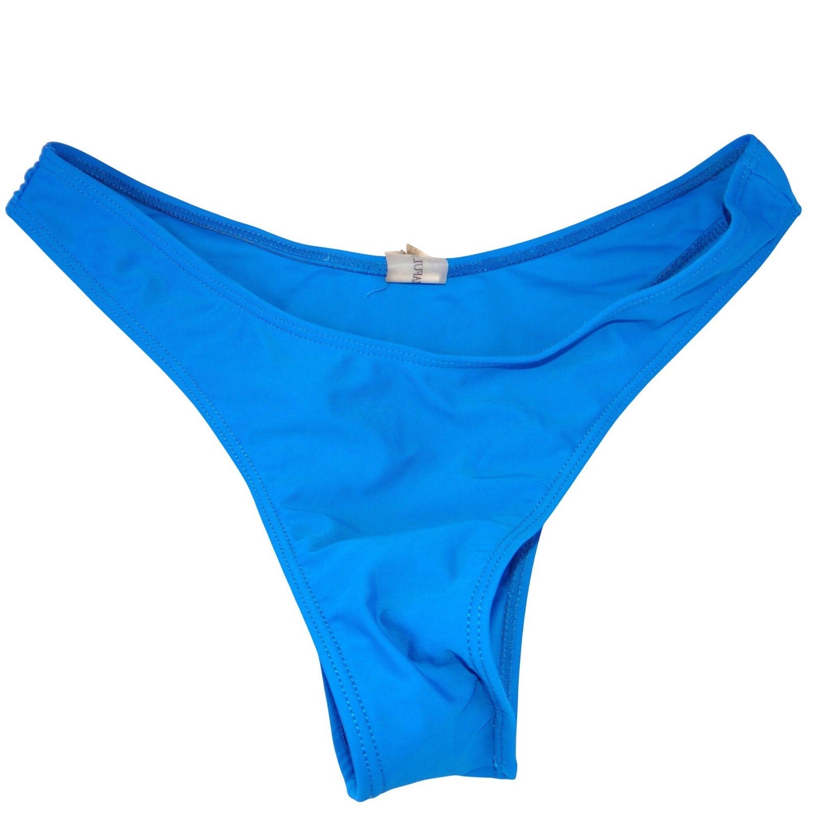 Womens Blue Ruched Bandeau Bikini Set High Cut Cheeky Swimsuit Size M