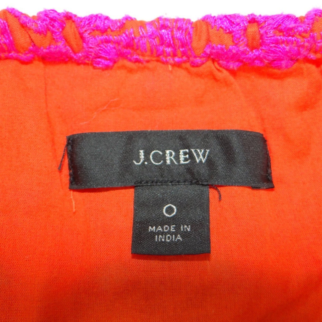 J.Crew Orange Pink Floral Eyelet Tiered Midi Dress Button Front Womens Size 0