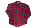 Men's Red and Navy Plaid Flannel Casual Shirt