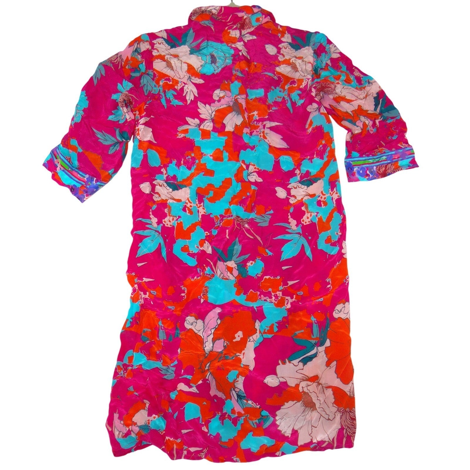Soft Surroundings Pink Floral Button Front Tunic Dress Petites Small PS