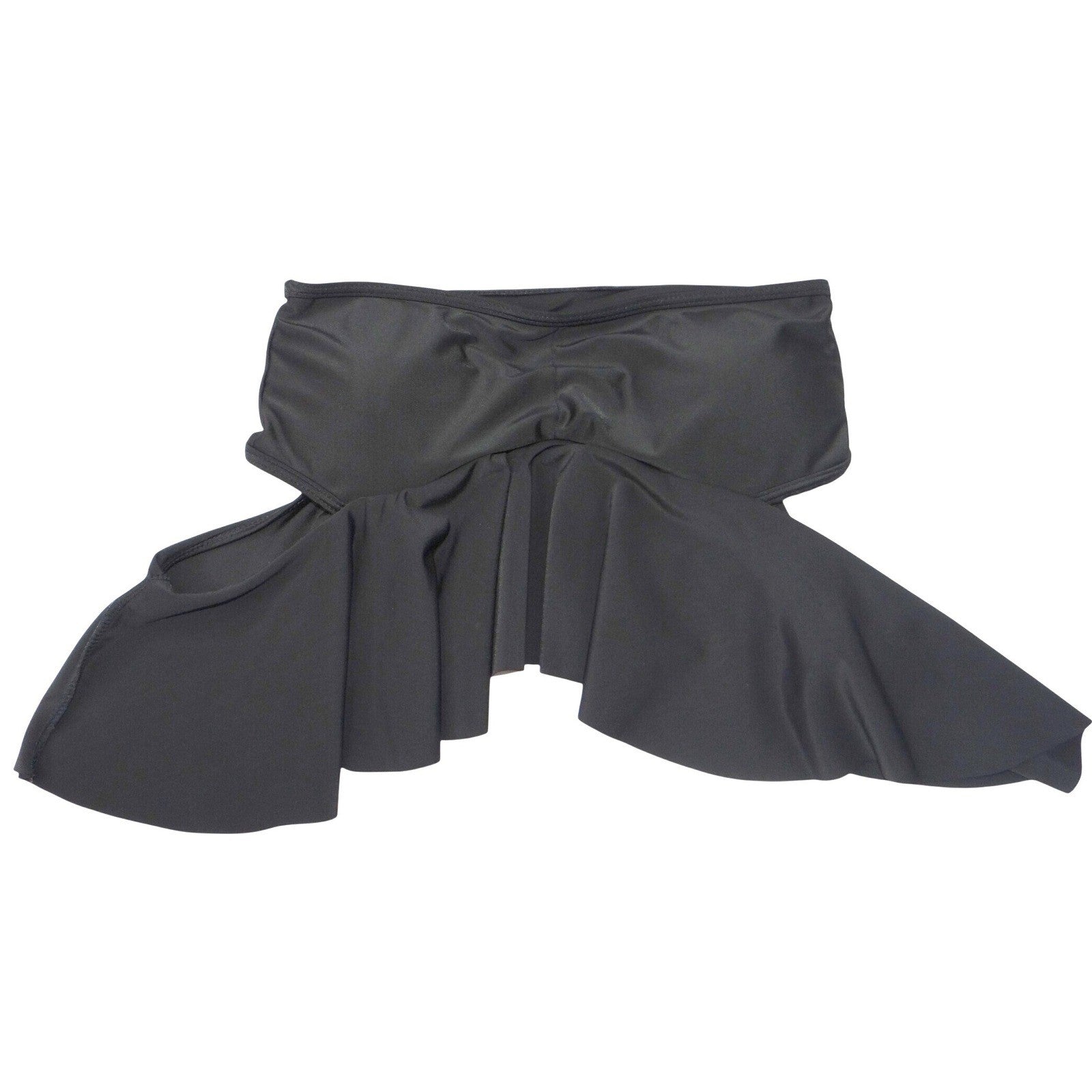 Womens Black Bandeau Peplum Ruffle Bikini Top Small Strapless Swimwear