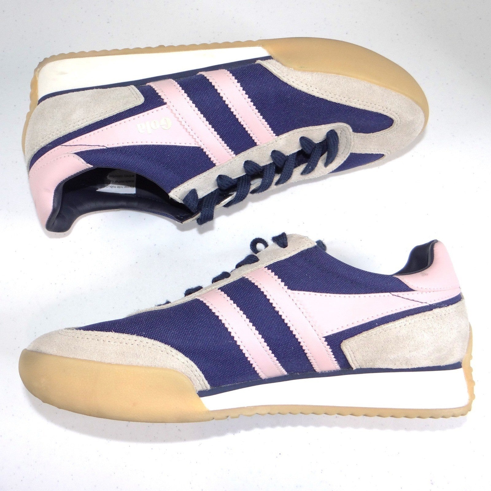 Gola Pacer Navy Pink Grey Low Top Sneakers Womens Size 9.5 Gum Sole