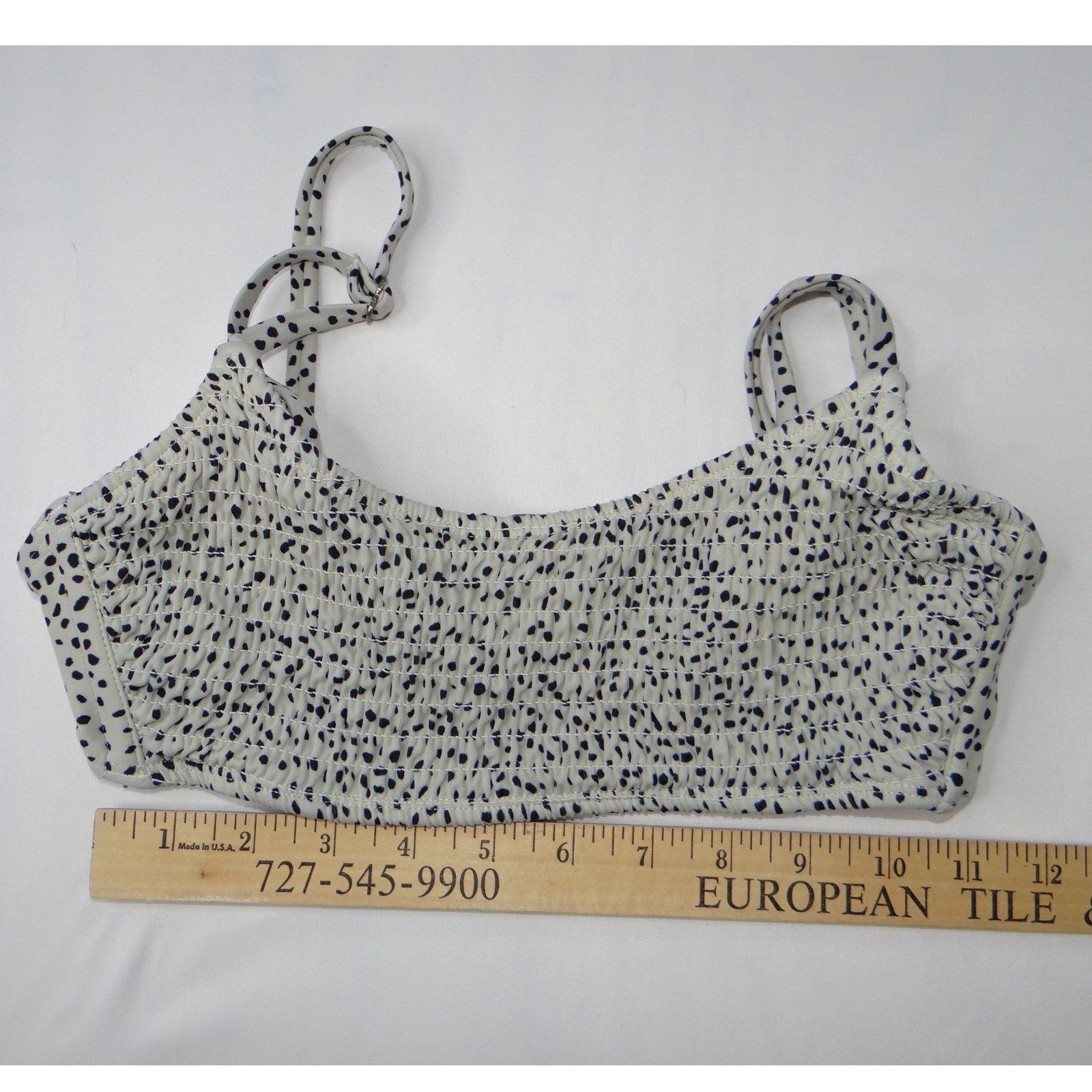 Xhilaration Smocked Dot Print Bikini Top Bandeau Swimwear Size M
