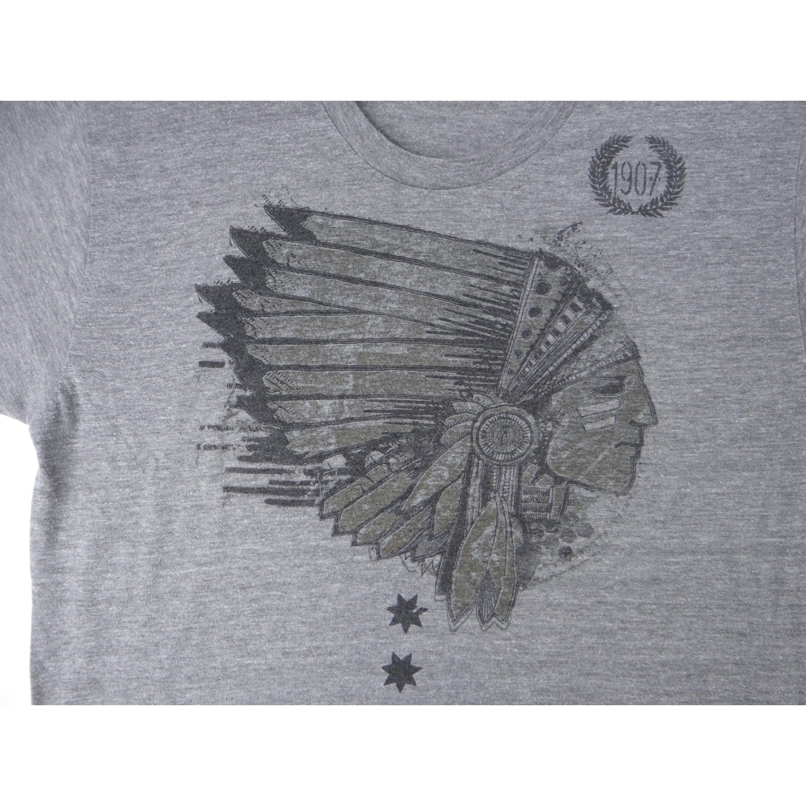 Mens Grey Graphic T Shirt Indian Motorcycle Short Sleeve Tee