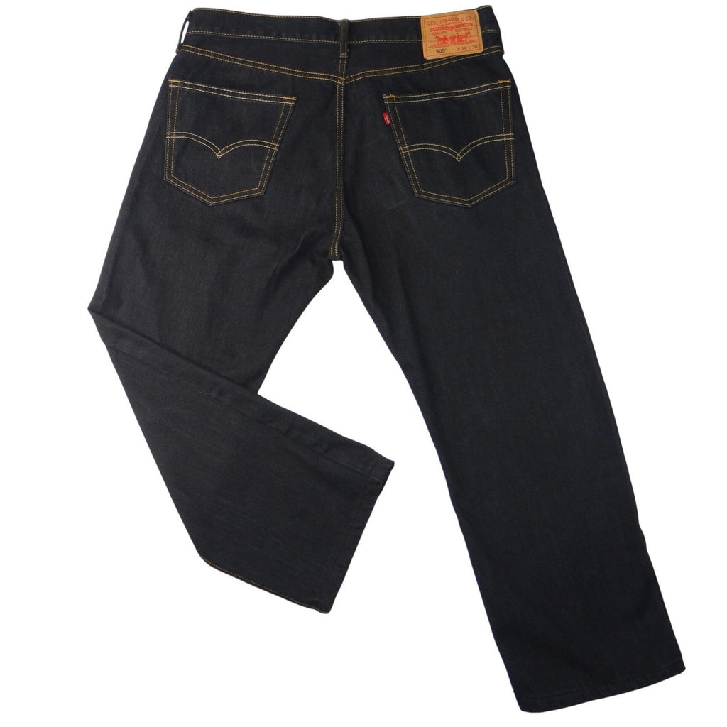 Altered Custom Levi Strauss 505 Mens Black Straight Fit Jeans Size 34x24