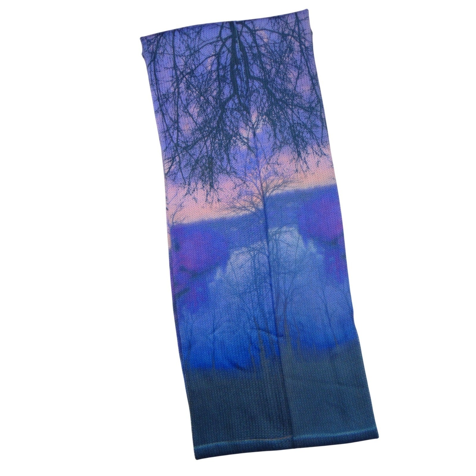 Infinity Scarf Winter Landscape Tree Sunset Print Blue Purple
