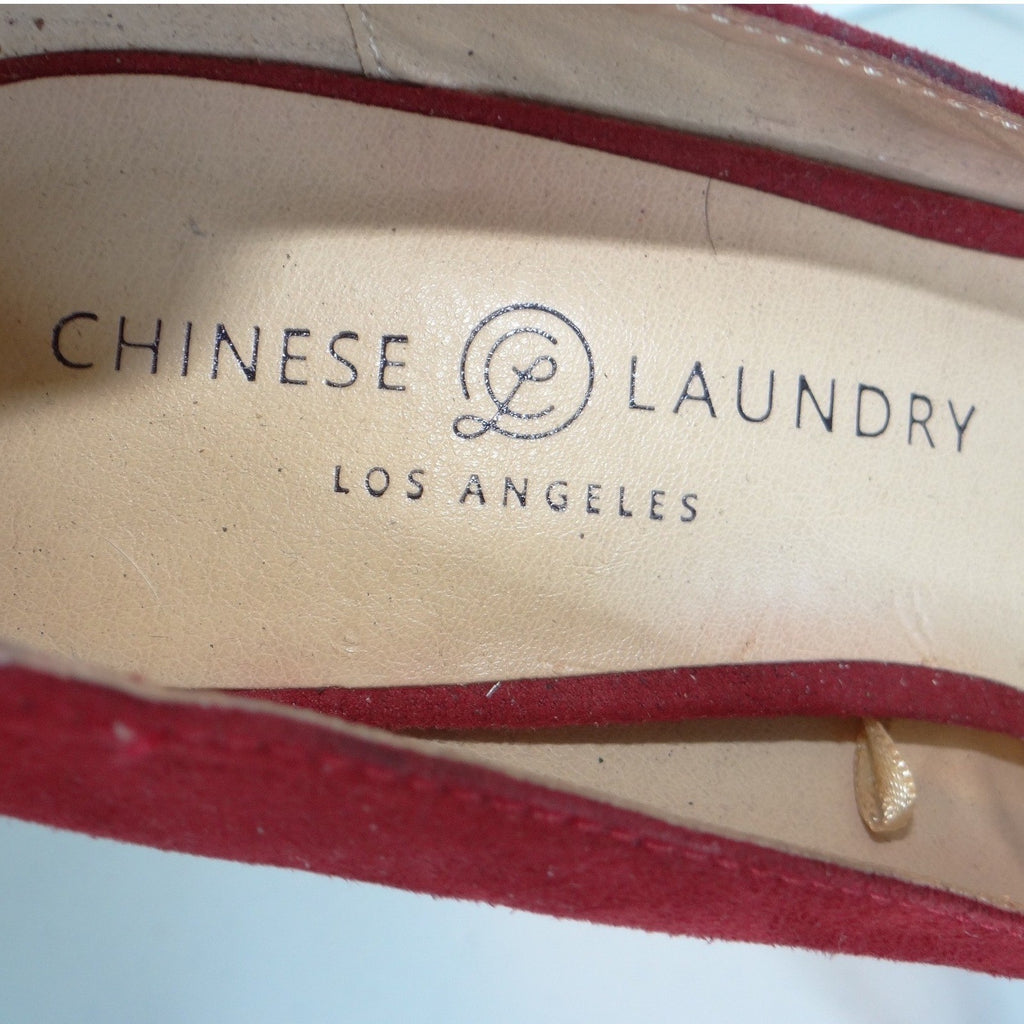 Chinese Laundry Burgundy Red Faux Suede Platform Pumps Stiletto Heels Womens 8.5