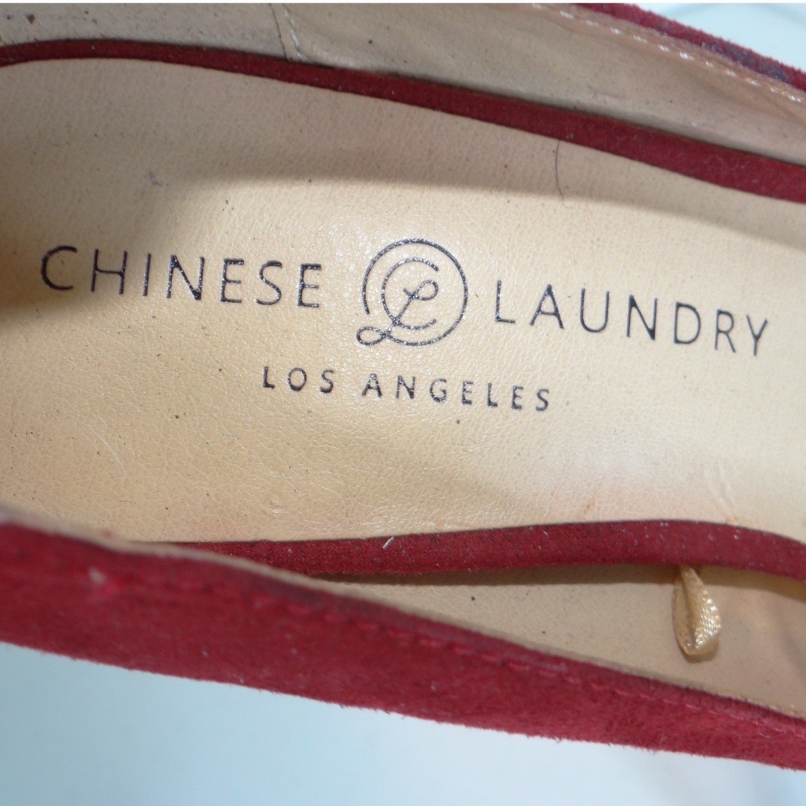 Chinese Laundry Burgundy Red Faux Suede Platform Pumps Stiletto Heels Womens 8.5