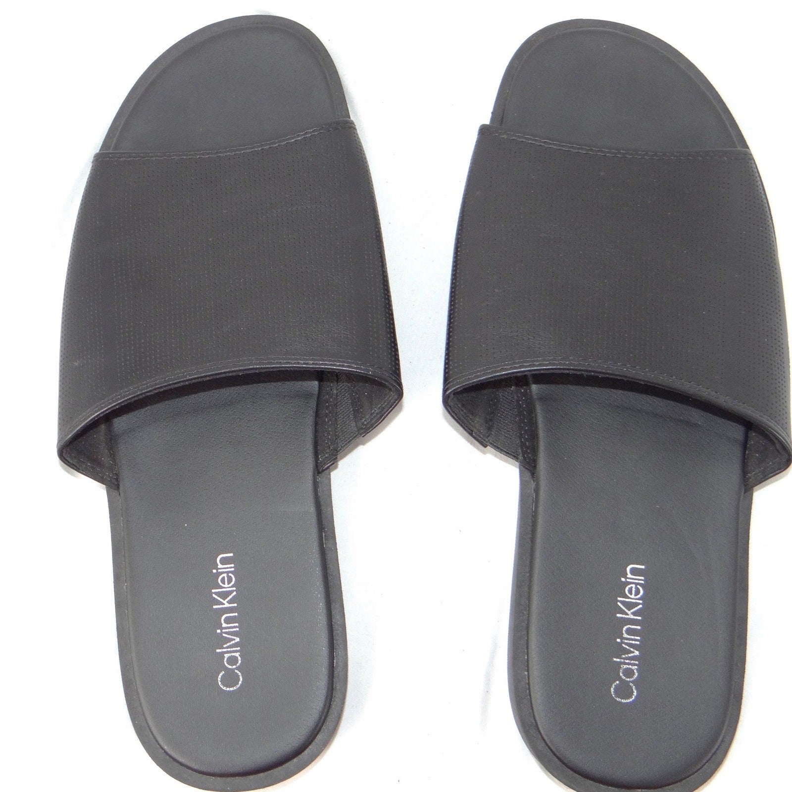 Calvin Klein Mens Black Micro Perforated Slide Sandals Size 12 US 46 EUR