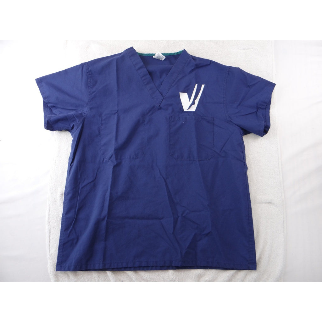 Medline AngelStat Navy Blue V-Neck Scrub Tops Lot of 2 Medium