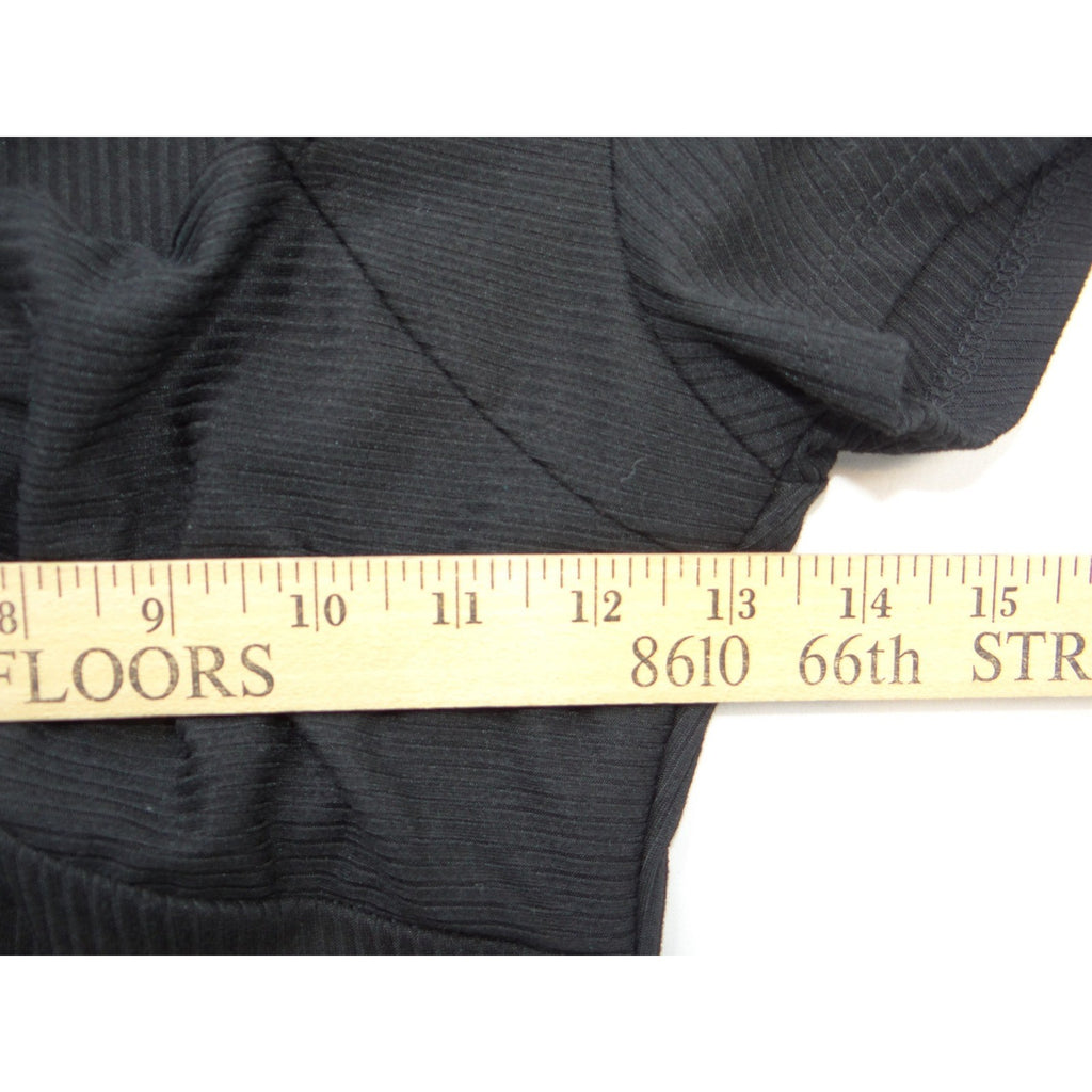 Just Polly Black Ribbed Sweetheart Notched Handkerchief Hem Top JK13451 Mens M