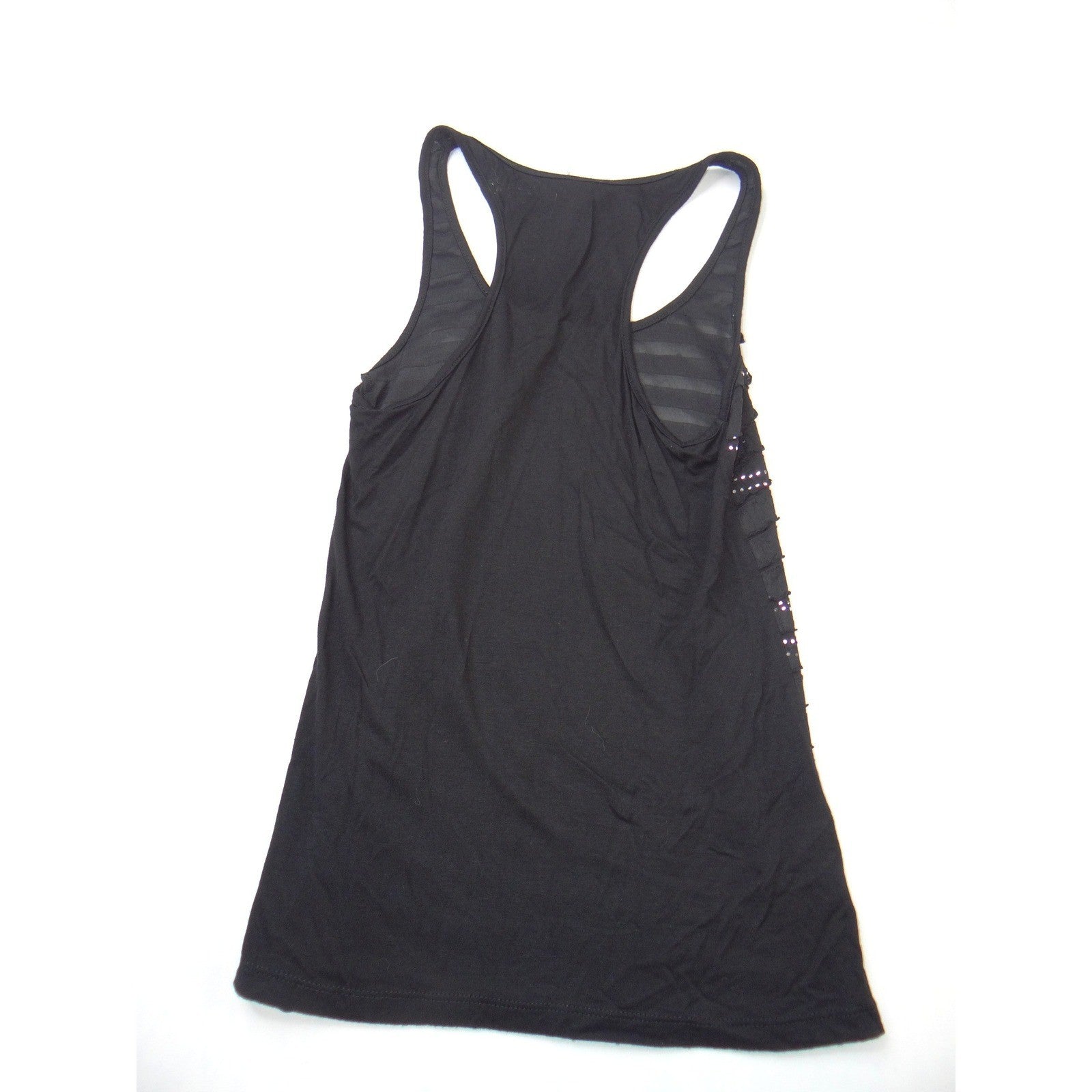 Y2K Candy Rain Womens Black Ruffle Sequin Racerback Tank Top Size L Slim Fit