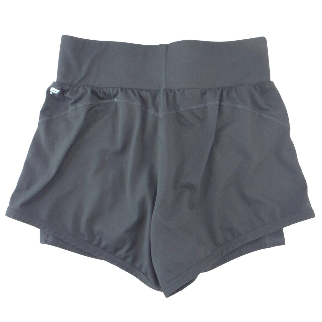 Fabletics Womens Black 2-in-1 High Waisted Running Shorts Built-in Liner
